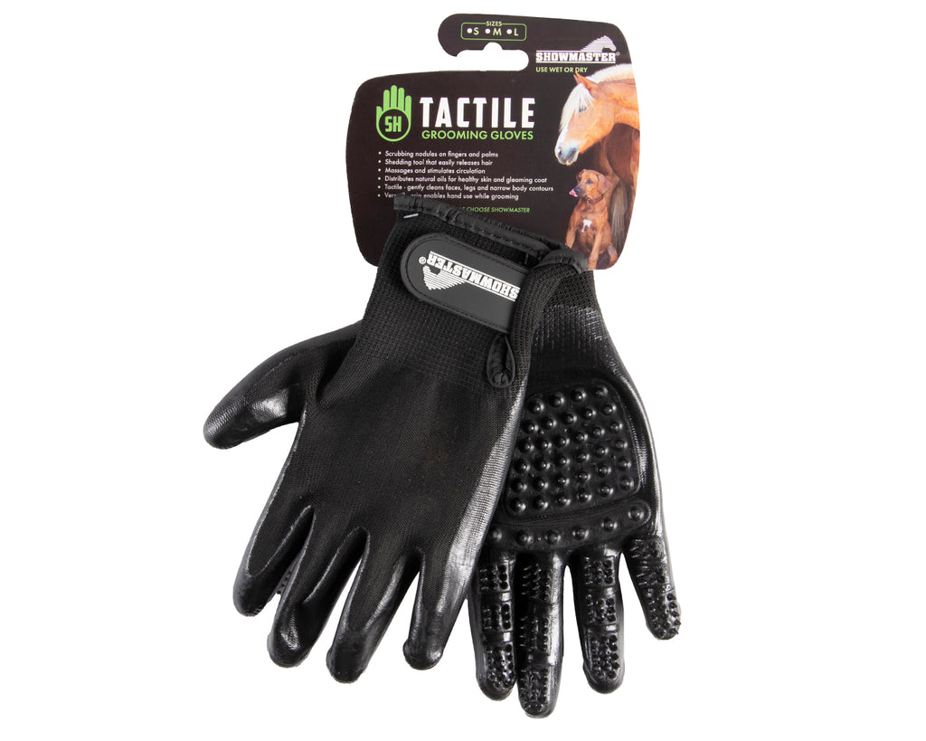 Tactile Grooming Gloves for horses & pets - stimulates circulation and distributes natural oils, promoting healthy skin and a gleaming coat