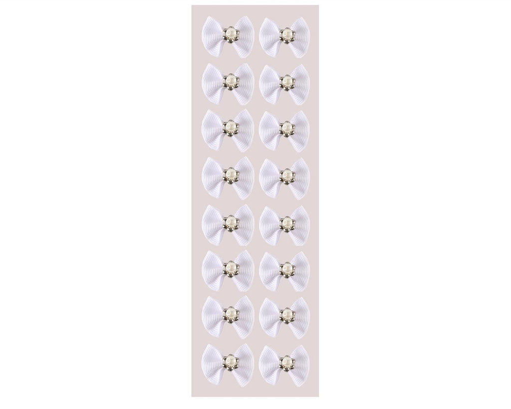 Fancy Show Bows - White w/Pearl