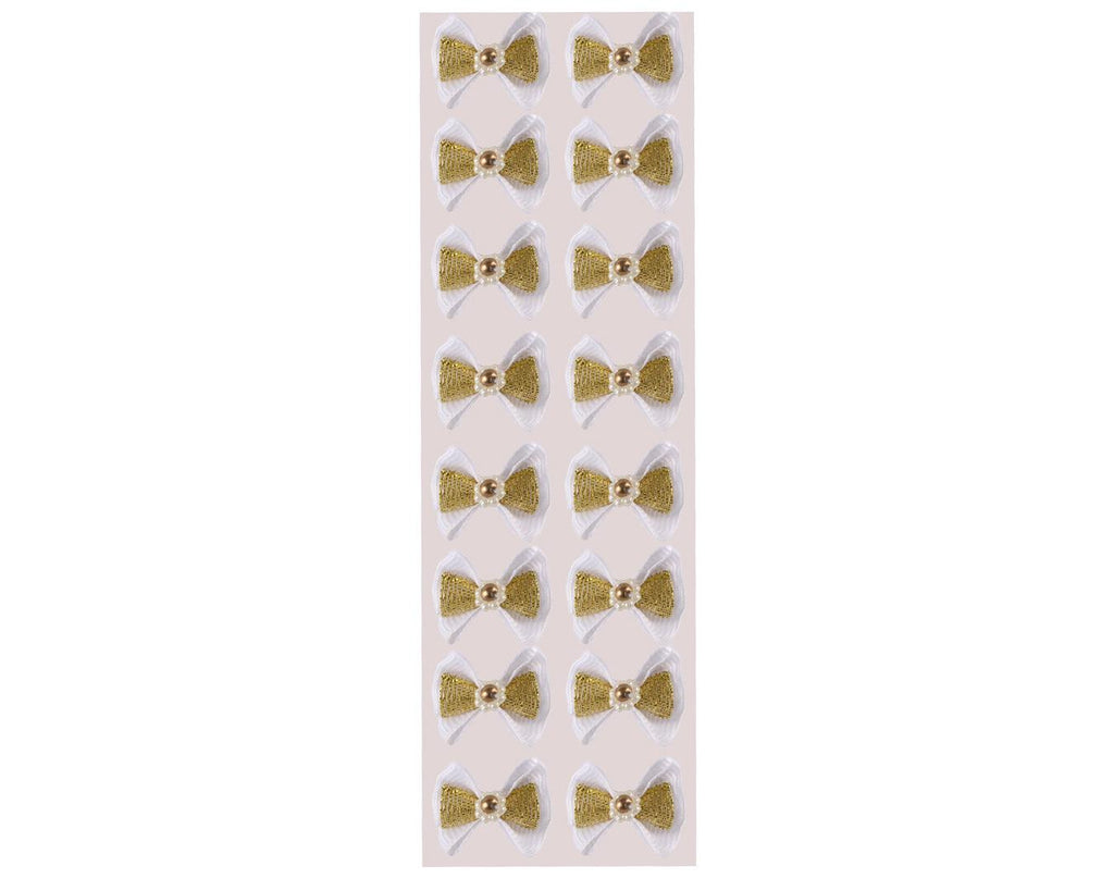 Fancy Show Bows - White w/Gold
