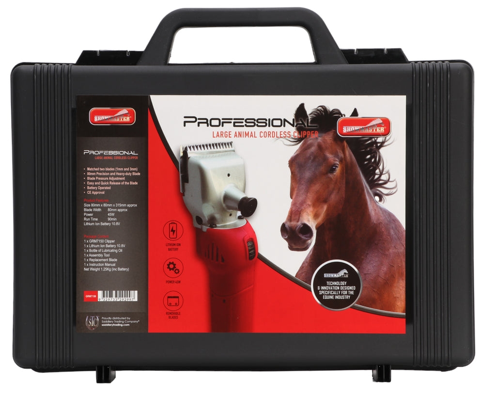 Showmaster Large Animal Clipper - Battery Operated employing technology and innovation designed specifically for the Equine Industry, making this the perfect grooming tool for any rider
