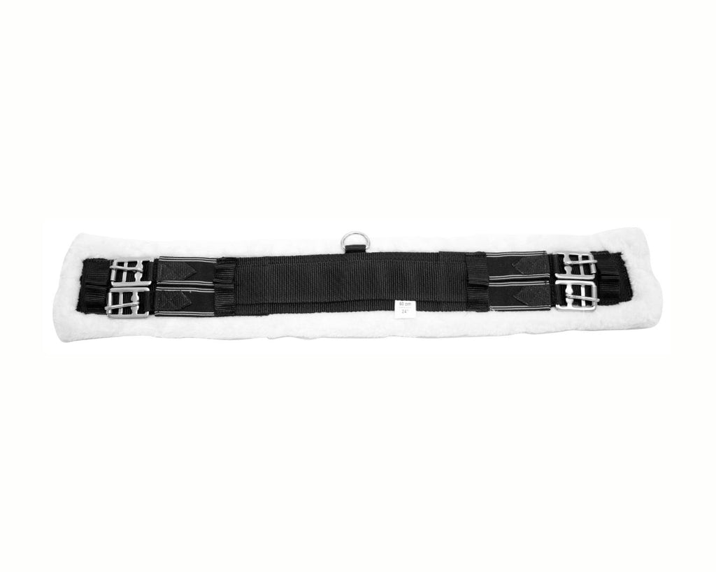 Happy Horse Dressage Girth with Fleece - Soft fleece lining, double buckles, and elastic ends for a secure and comfortable fit. Shop at Greg Grant Saddlery Outlet for the best prices on everyday essentials.