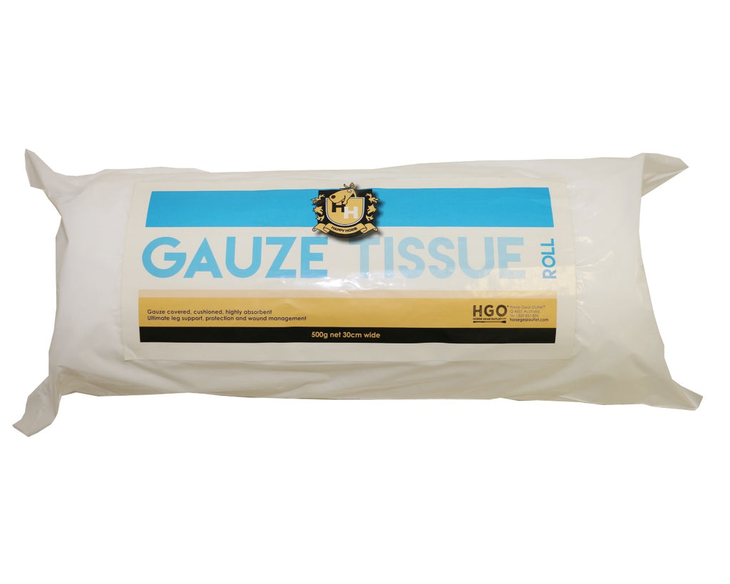 Happy Horse Gauze Tissue Roll 500G: Affordable and versatile gauze tissue roll for equine care. Shop now at Greg Grant Saddlery for budget-friendly equine products.