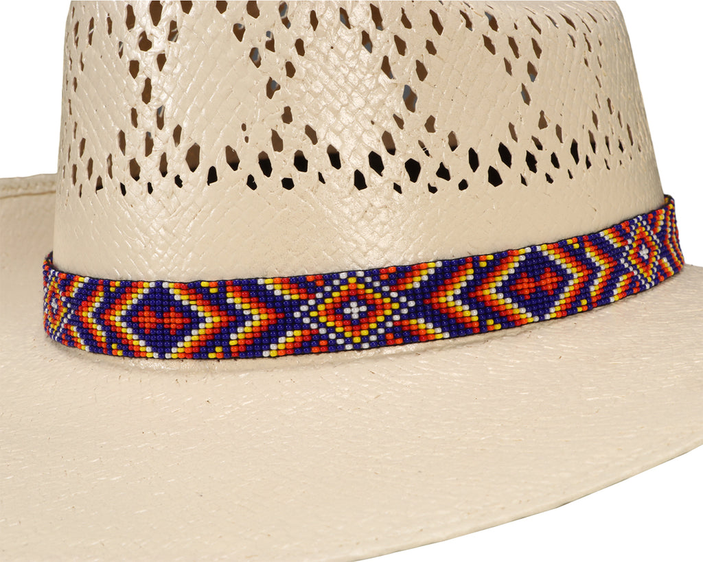 Fort Worth Beaded Hat Band in Blue Aztec