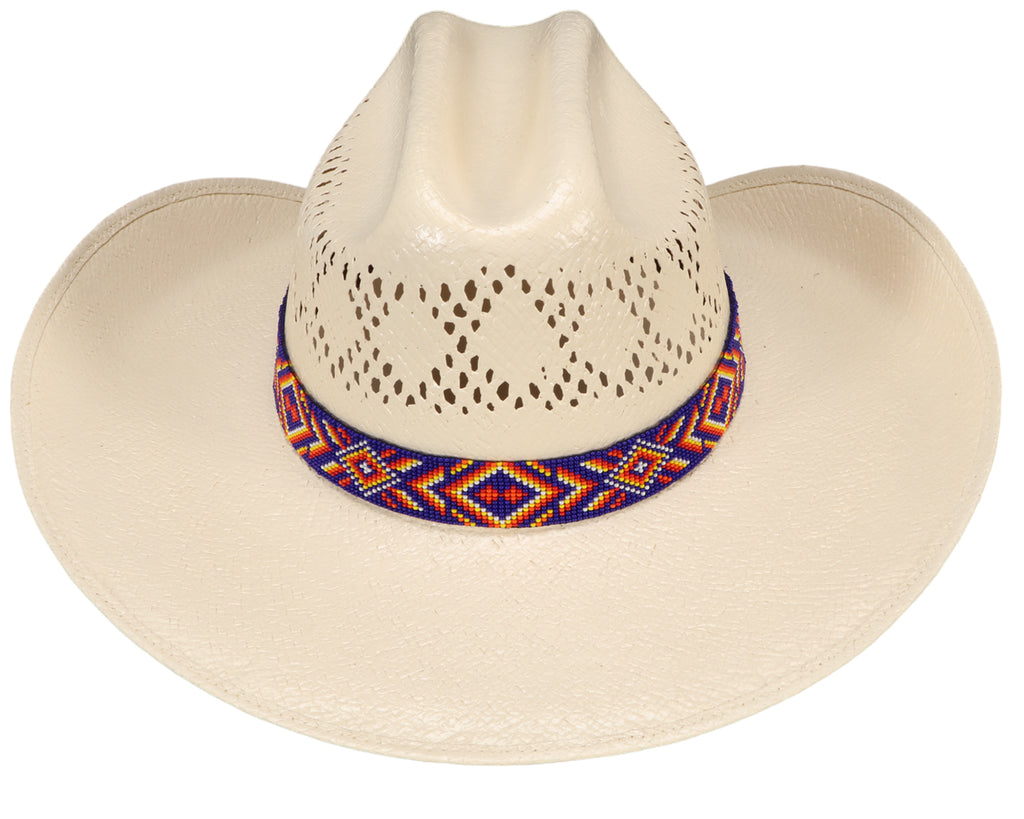 Fort Worth Beaded Hat Band in Blue Aztec 