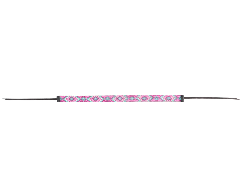 Fort Worth Beaded Hat Band in Pink Aztec Design