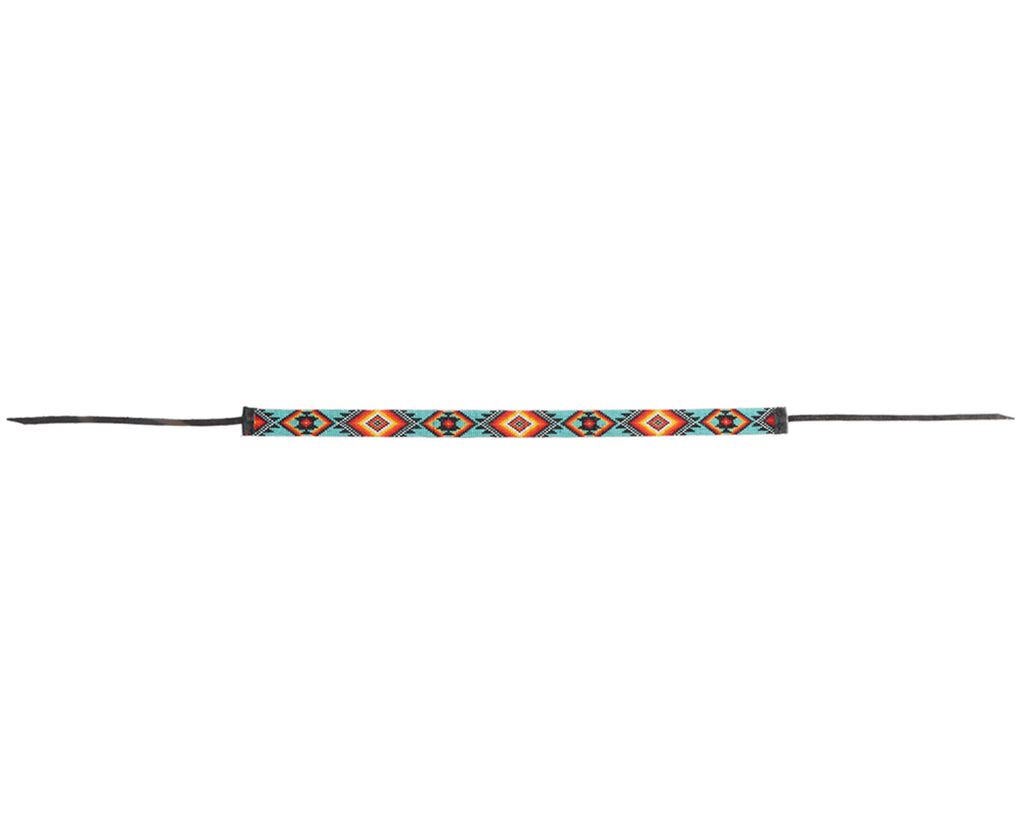 Fort Worth Beaded Hat Band in Turquoise Aztec Design