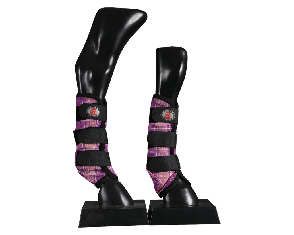 Kool Master PVC Mesh Fly Boots Pink - Set of 4 fun Pink checked PVC mesh fly boots to match your Kool Master PVC Mesh combo
