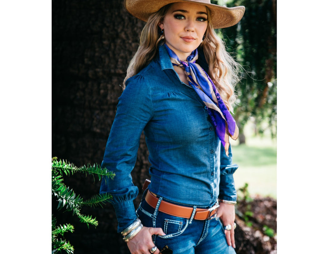 Hitchley & Harlow Ranch Range Fitted Arena Shirt- Dark Denim