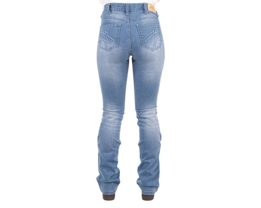 Hitchley & Harrow Ultra High Rise "Dover" Jeans with Baby Blue Stitching