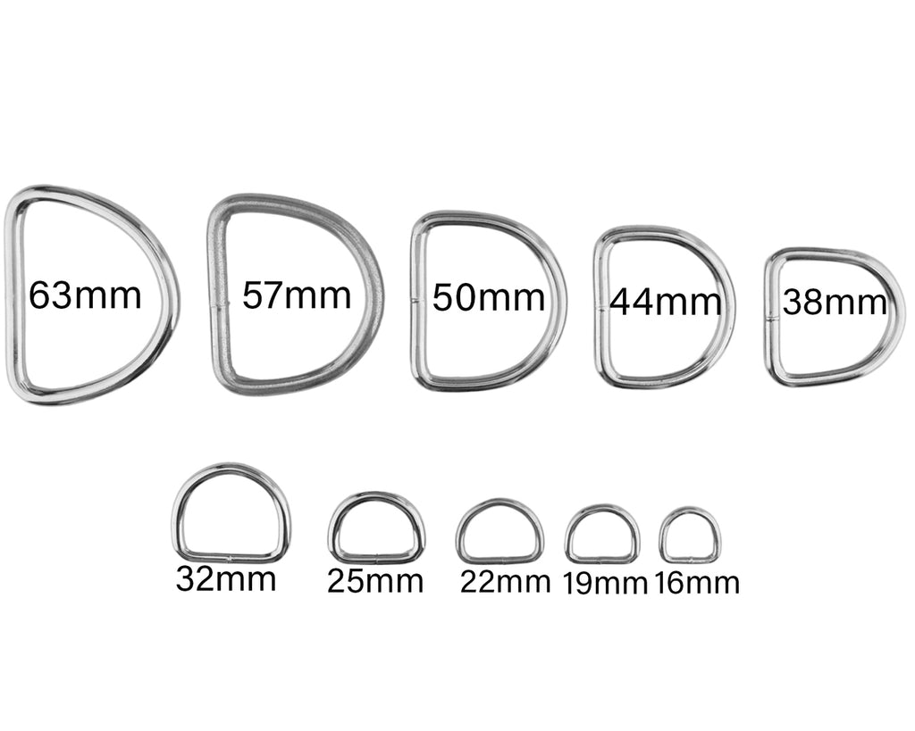 Nickel Plated Harness Dees - available in 16mm, 19mm, 22mm, 25mm, 32mm, 38mm, 44mm, 50mm, 57mm, 63mm