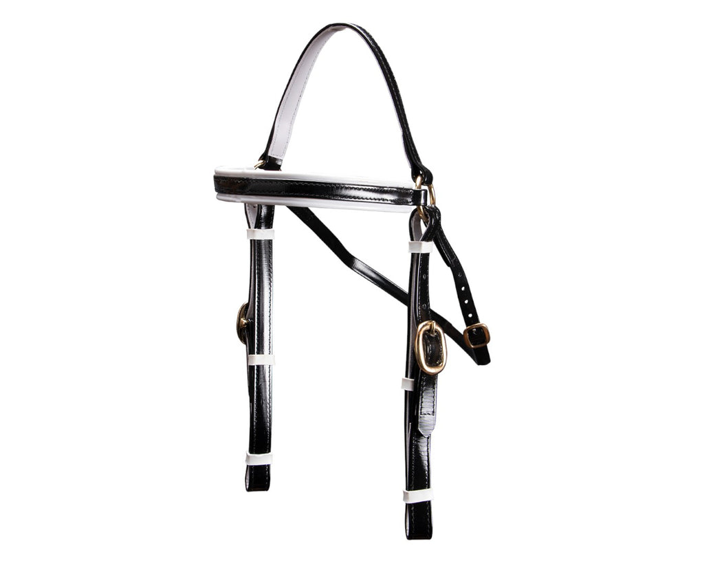 Horse Sense Barcoo Bridle Head - in Black/White with Brass Fittings