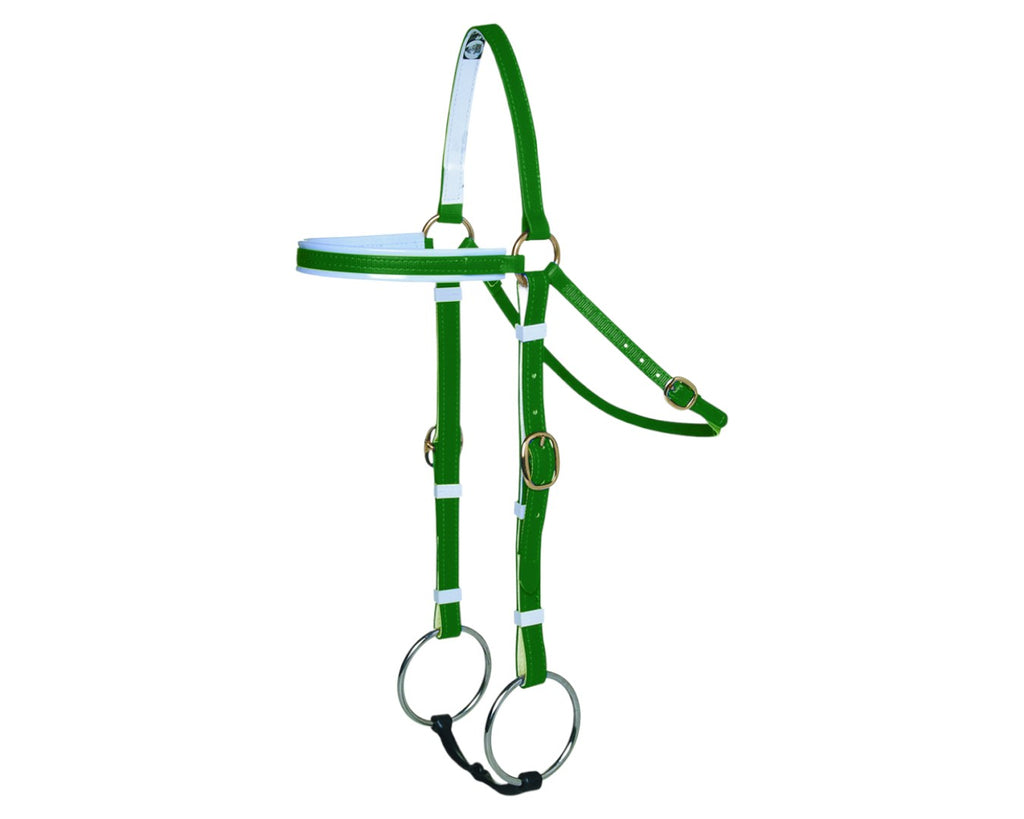 Horse Sense Barcoo Bridle Head - in Hunter Green/White with Brass Fittings