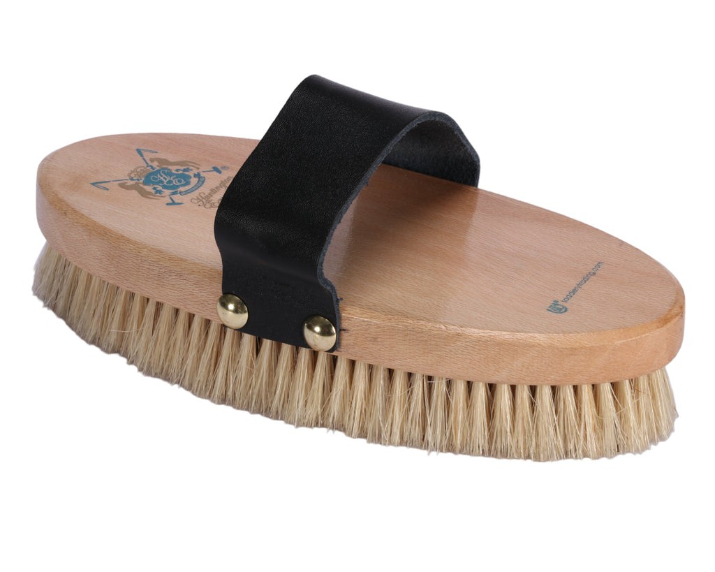 Huntington Black Bristle Body Brush for grooming horses and ponies