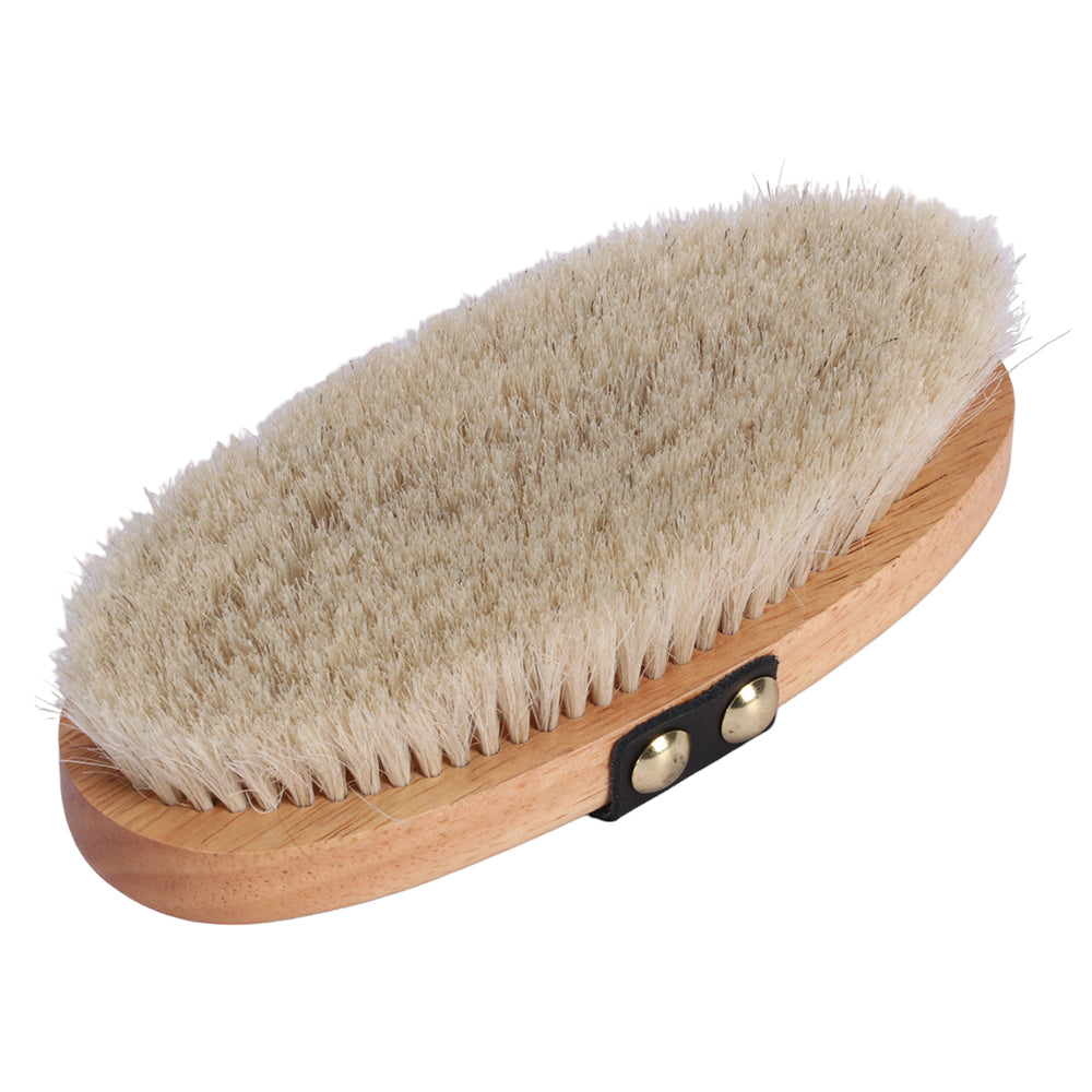 Huntington Pure White Bristle Body Brush - showing bristles for grooming horses and ponies