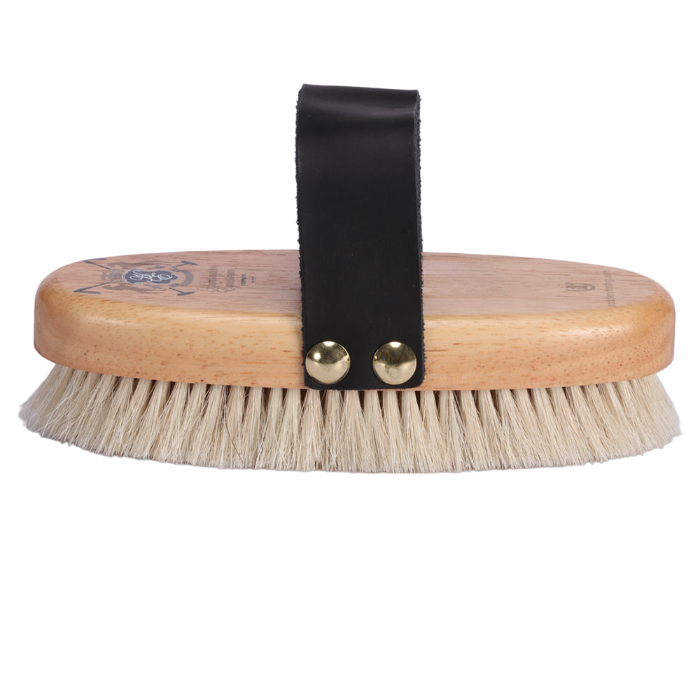 Huntington Pure White Bristle Body Brush for grooming horses and ponies
