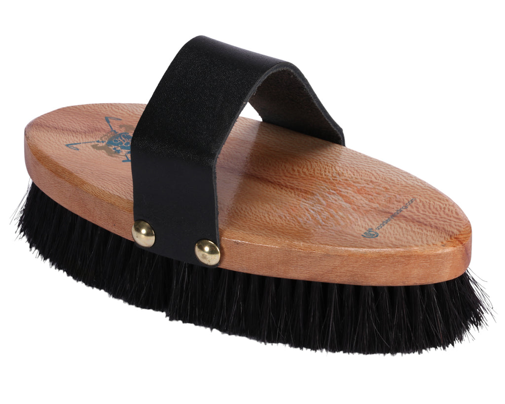 Huntington Pure Black Bristle Body Brush for grooming horses and ponies