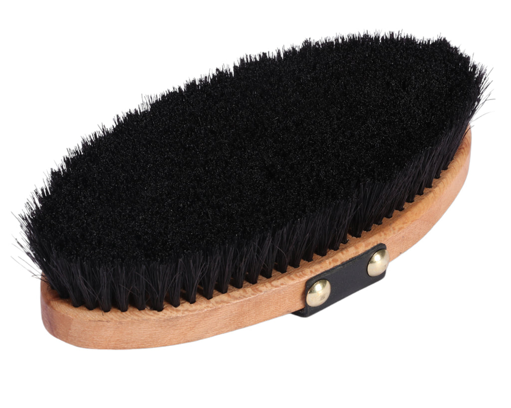 Huntington Pure Black Bristle Body Brush showing bristles for grooming horses and ponies