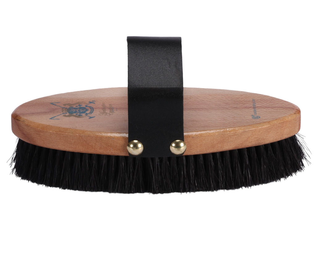 Huntington Pure Black Bristle Body Brush for grooming horses and ponies