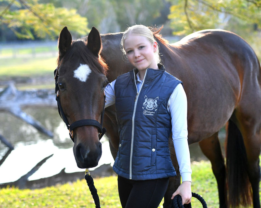 Huntington Tilly Quilted Kids Vest - Navy | youth Equestrian Riding Wear