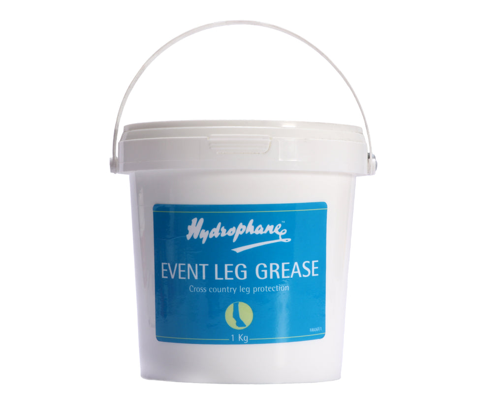 Hydrophane Event Leg Grease specially formulated to protect horse's legs during the rigours of cross country events. Stays firmly in place during competition but easily removed by washing with shampoo and water.