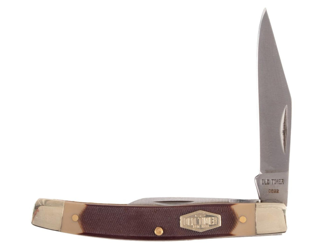  folding knife with a High Carbon Stainless Steel clip point blade and a 4.1cm pen blade with nail pull opening.