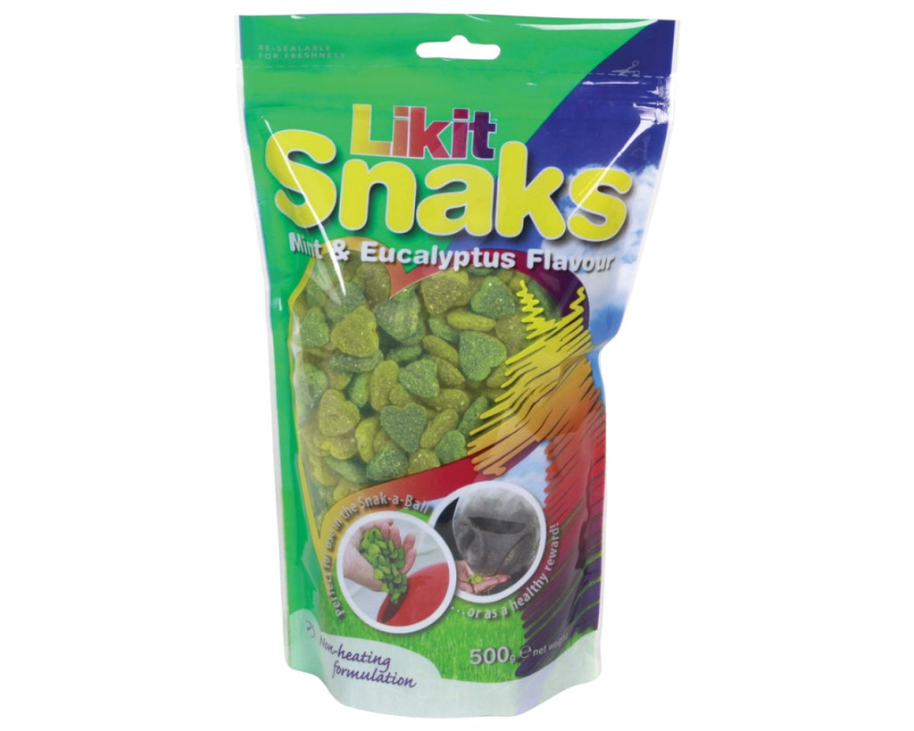 Likit Mint & Eucalyptus Snaks - tasty, crunchy, heart shaped nibbles that fit easily inside the Likit Snak-a-Ball to alleviate boredom