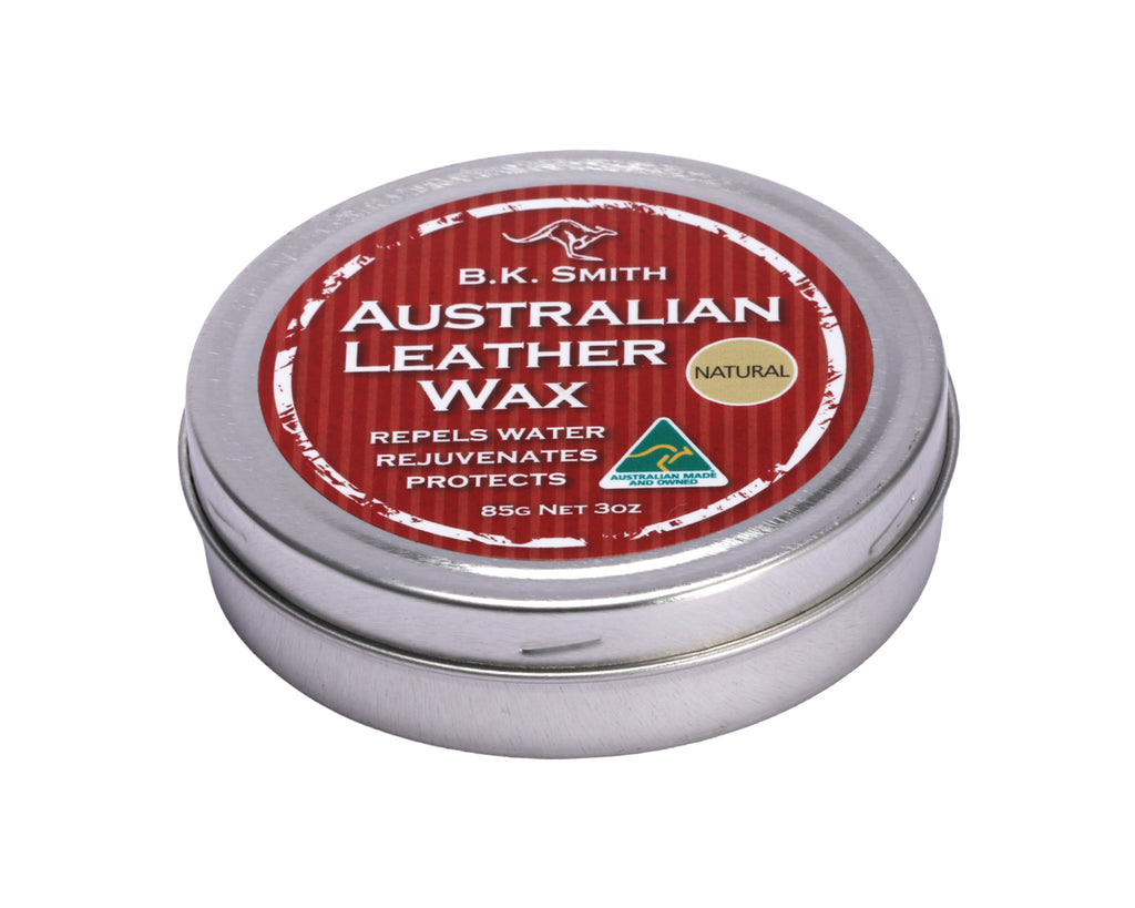 wax coating for leather items and helps to nourish, waterproof and rejuvenate. Natural colour for various applications. Shop leather wax at Greg Grant Saddlery 