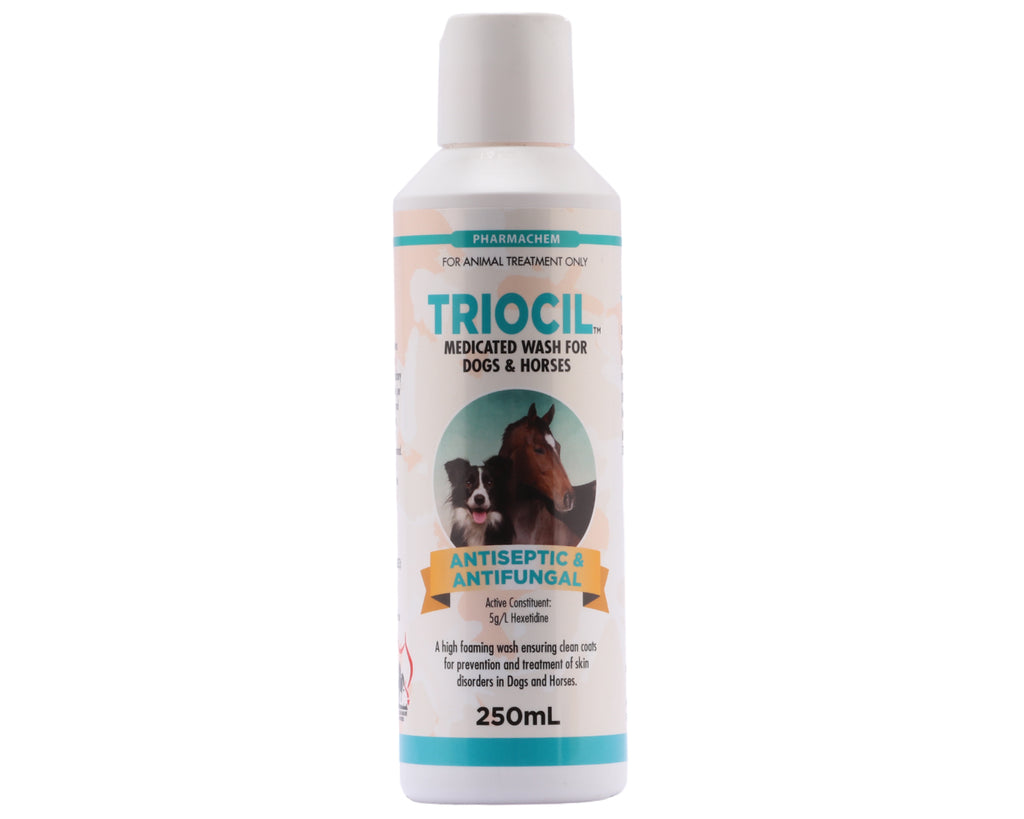 Pharma Triocil 250mL - antiseptic wash for varying skin disorders or horses, ponies and dogs