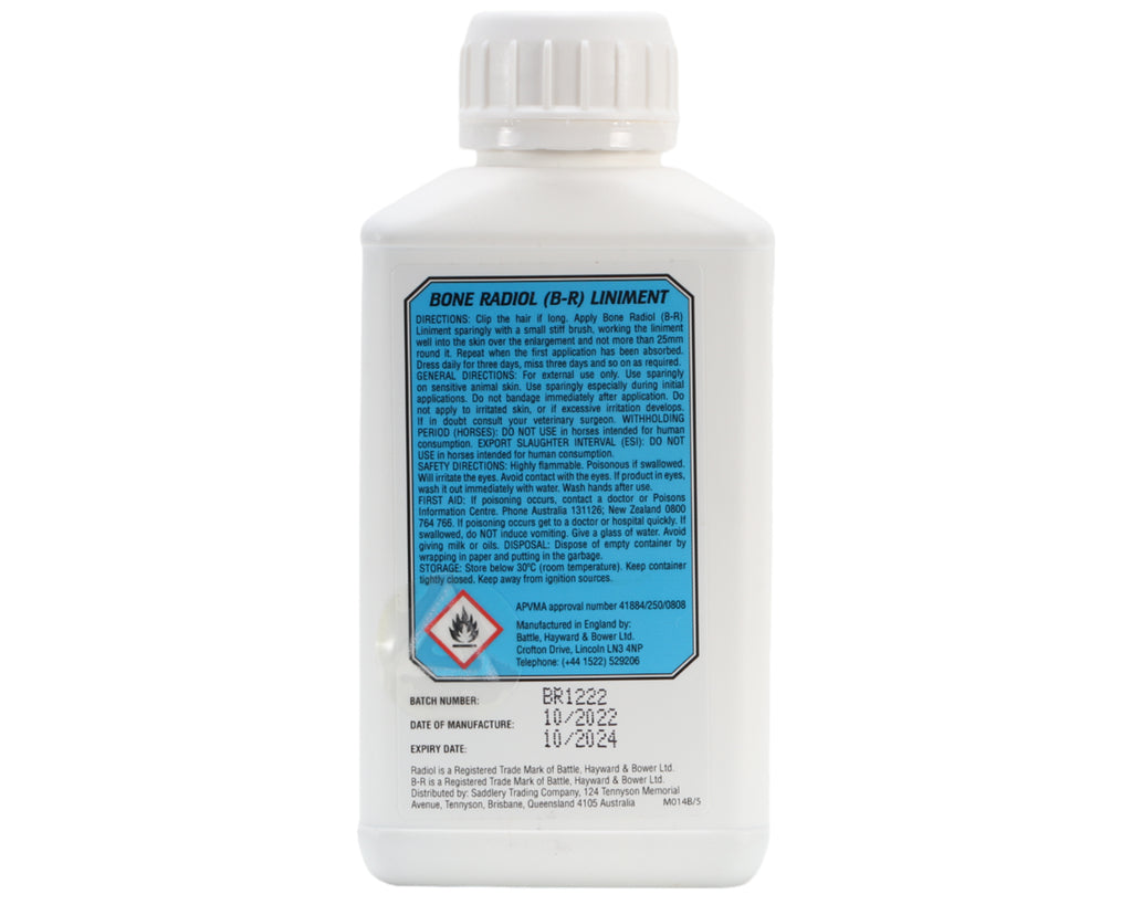 Bone Radiol (BR) Liniment 250ml - contains guiacol, menthol and camphor to help soothe and relieve stiffness and aid disinfection