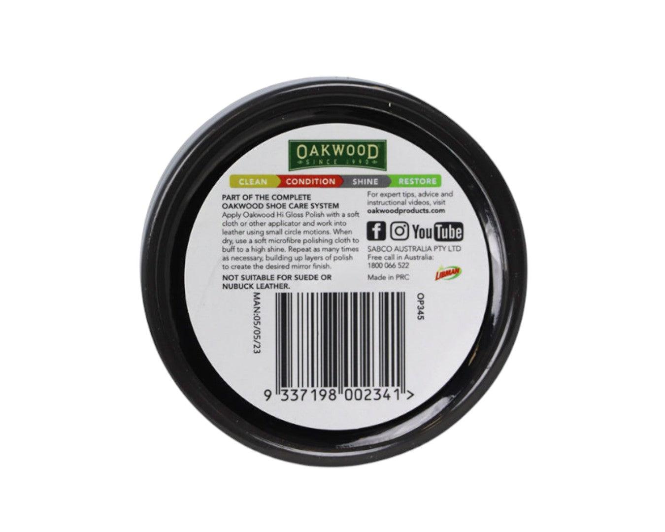 Oakwood High Gloss Shoe Polish Black 65g