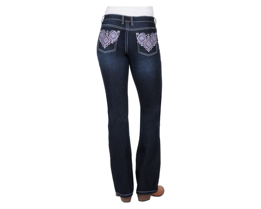 Pure Western Macy Boot Cut Jean - Classic Dark Bootcut Jeans with beautiful embroidery perfect for western fashion