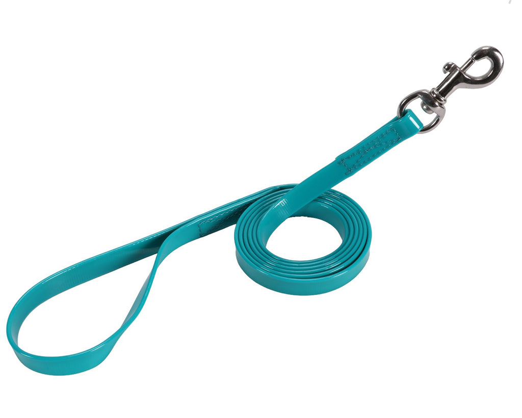 The Horse Sense Two Tone 6' Dog Lead is made of sturdy polyester webbing with a PVC coating, creating a two-tone design. The lead is available in various vibrant colors and has a glossy finish. It features a durable metal snap hook for secure attachment to a dog's collar or harness. The lead is 6 feet long, providing ample length for comfortable walks and outings. It is designed to be durable, easy to clean, and resistant to wear and tear. 