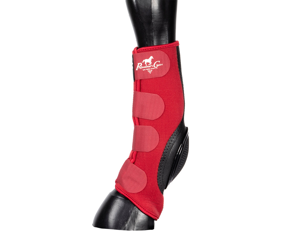 Professional's Choice VenTECH Skid Boots - A pair of black horse skid boots with extended coverage and padded leather patches on the inside. The boots have recessed threads on the skid cups and radius-cut straps with adjustable hook fasteners.
