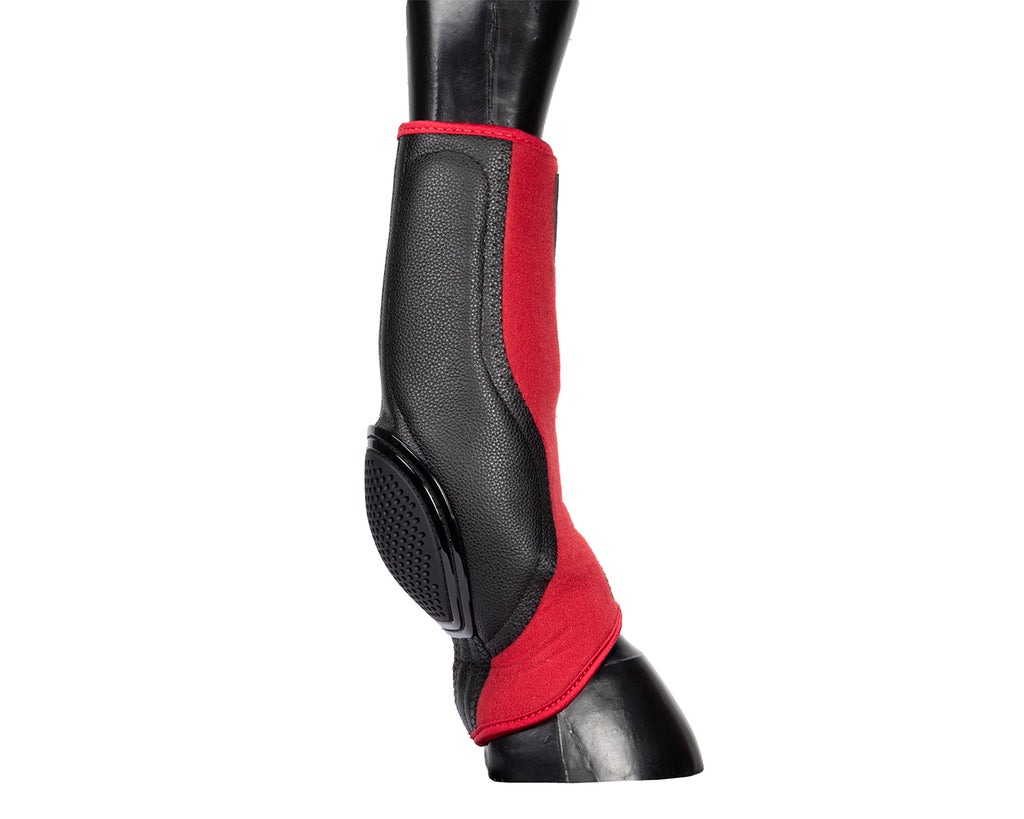 Professional's Choice VenTECH Skid Boots - A pair of black horse skid boots with extended coverage and padded leather patches on the inside. The boots have recessed threads on the skid cups and radius-cut straps with adjustable hook fasteners.