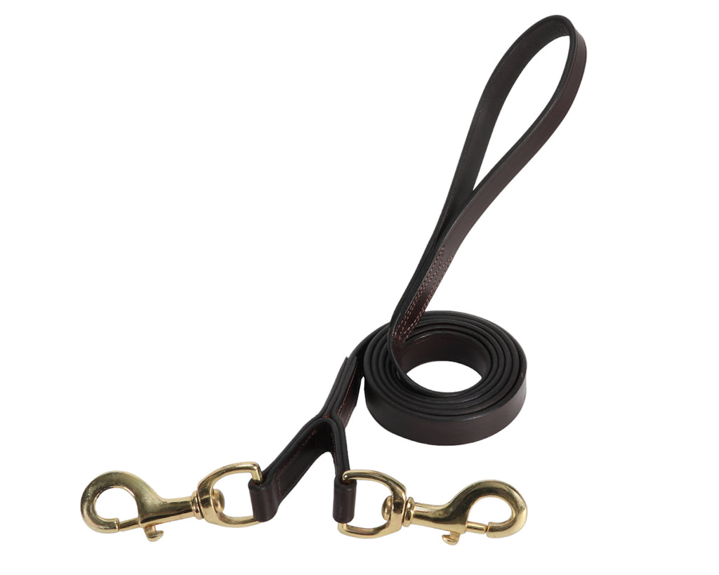 Sidney Hamilton Leather Argosy Lead in brown colour with brass argosy clips, used for race horses and thoroughbred sales