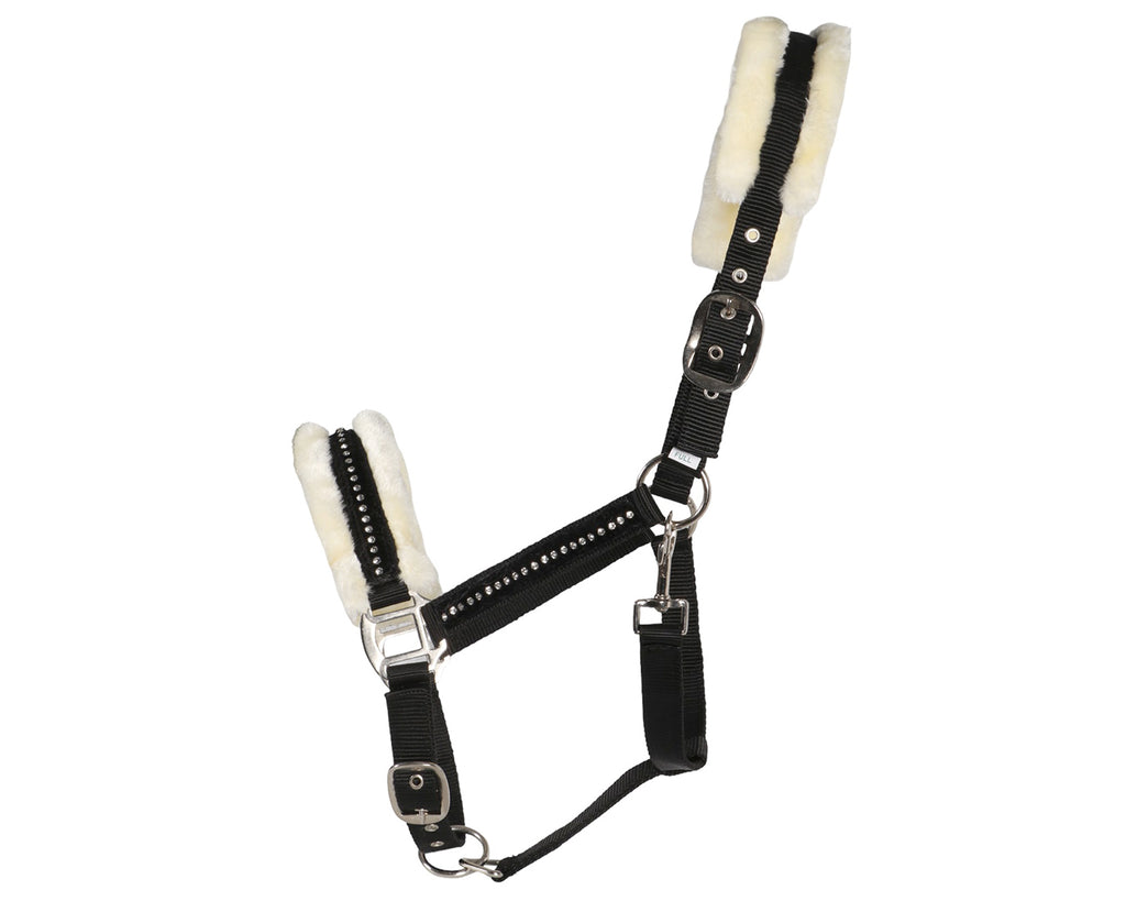 Rancher Crystal Velvet Mink Halter - Soft fleece lining, crystal accents, and durable hardware