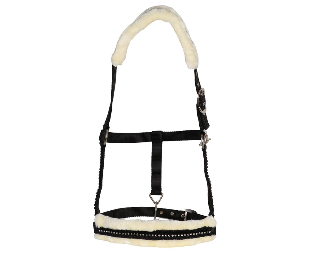 Rancher Crystal Velvet Mink Halter - Soft fleece lining, crystal accents, and durable hardware