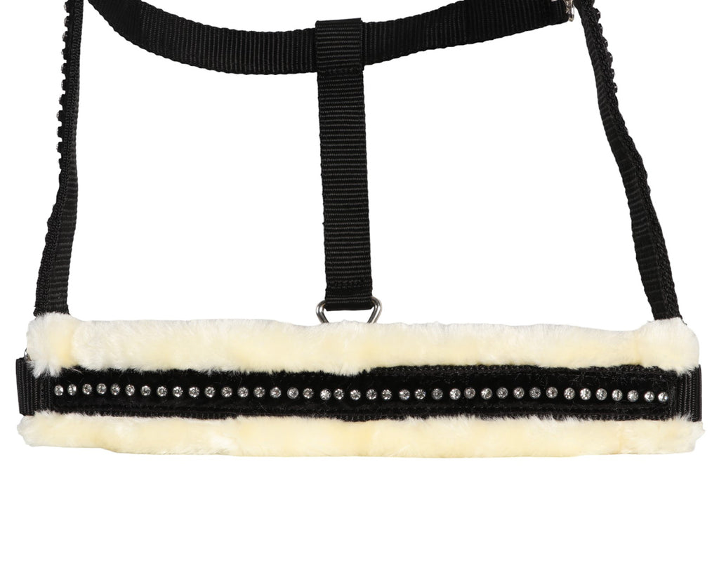 Rancher Crystal Velvet Mink Halter - Soft fleece lining, crystal accents, and durable hardware