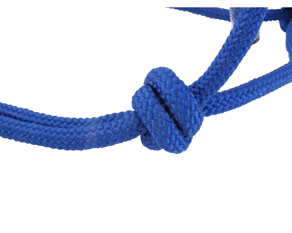 Happy Horse Knotted Rope Halter: Durable and virtually unbreakable halter for small horses and ponies. Blue halter