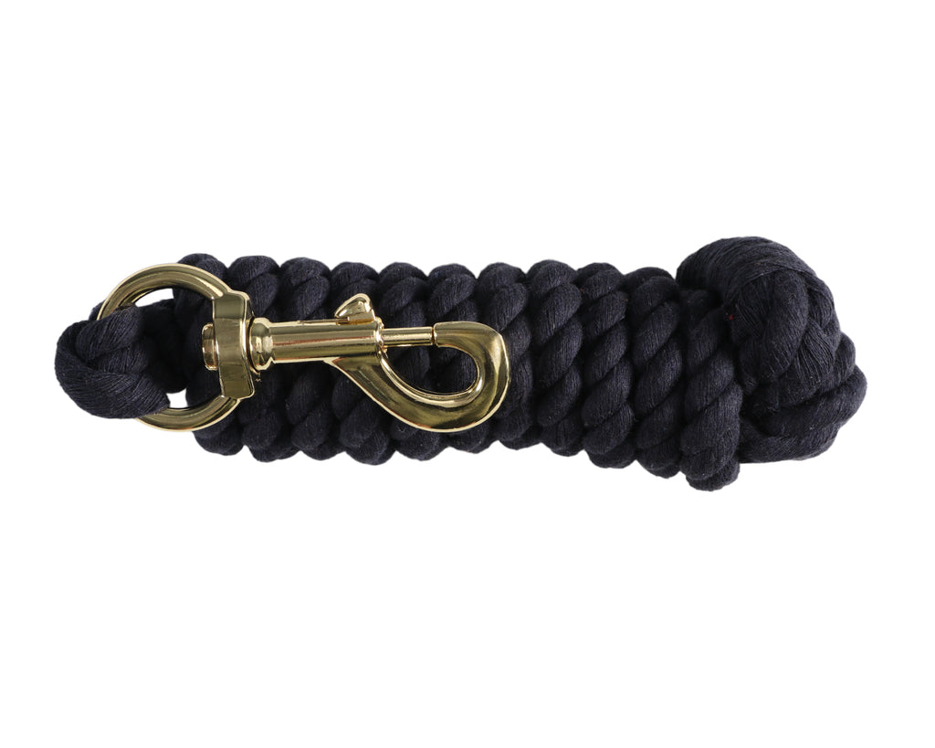 Poly Cotton 1/2" Navy Lead Rope for leading, handing & tying up horses and ponies, 7 foot long