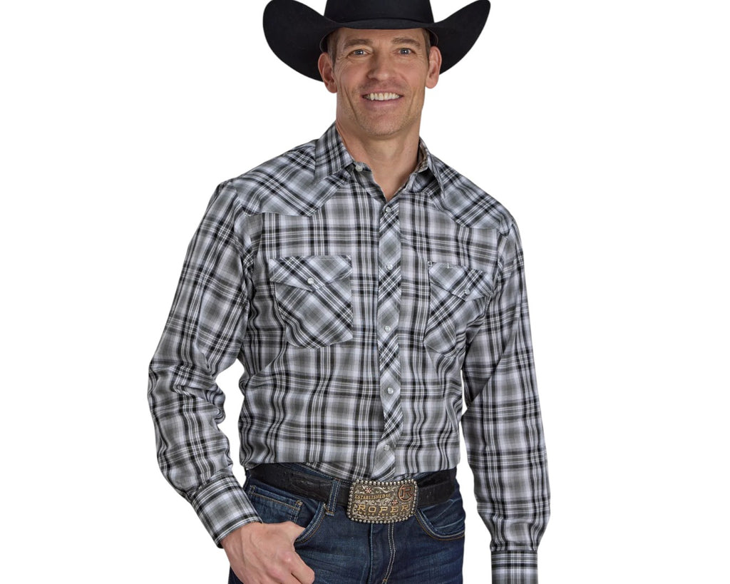 Roper Karman Men's Classic Plaid Shirt - Grey