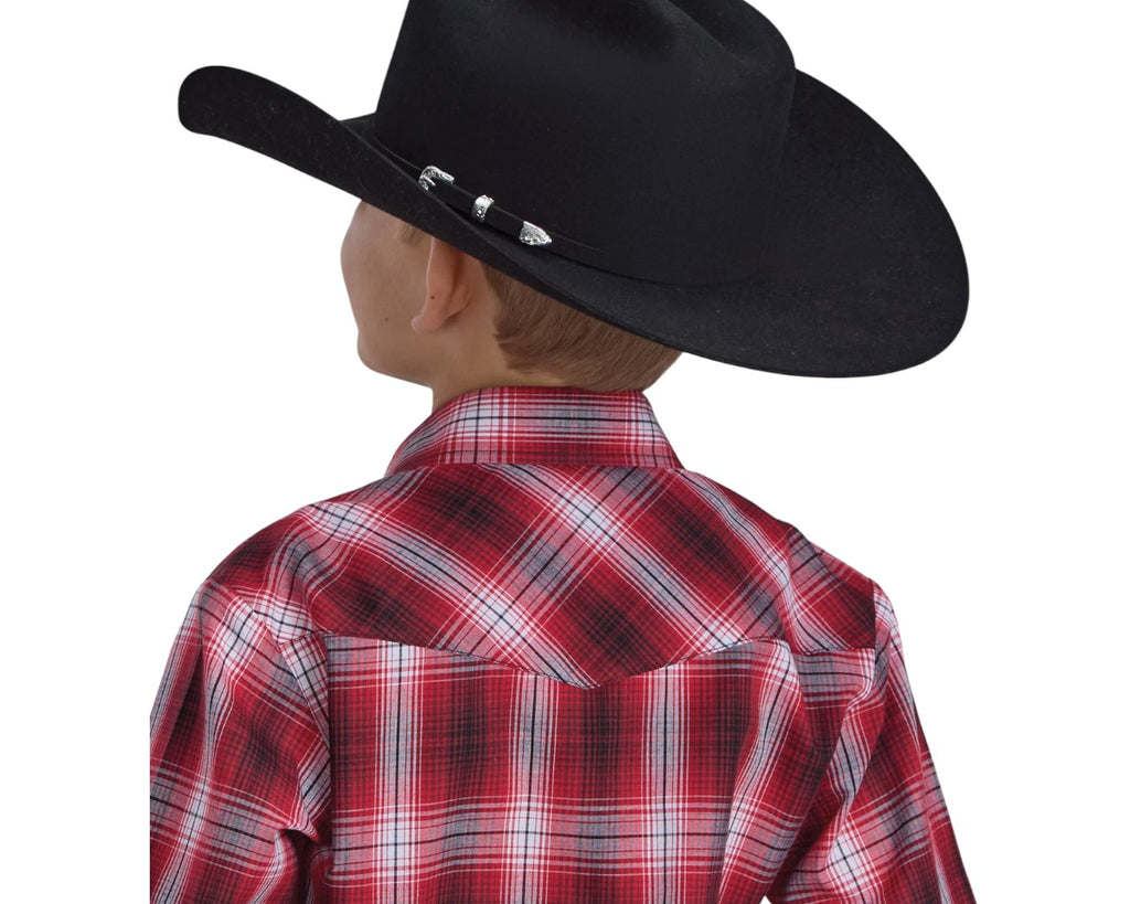 Roper Karman Classic Boy's Plaid Shirt- Red