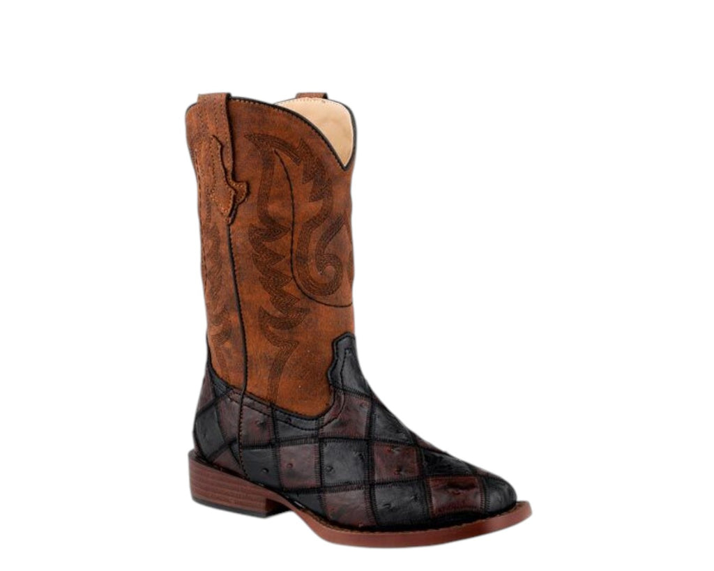 Roper Kids Bird Block Ostrich Boots