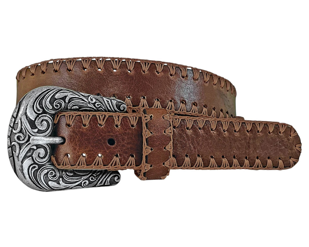 Roper Women's Leather Belt with Crochet