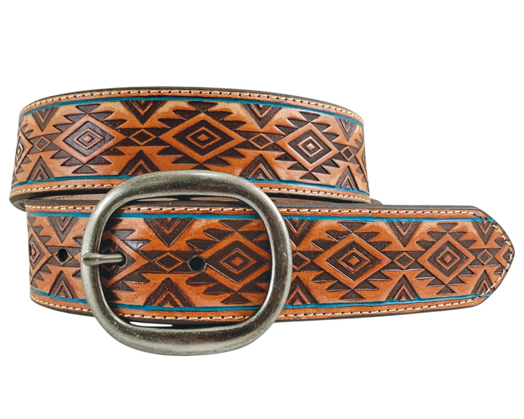 Roper Women's Leather Belt with Aztec Embossing