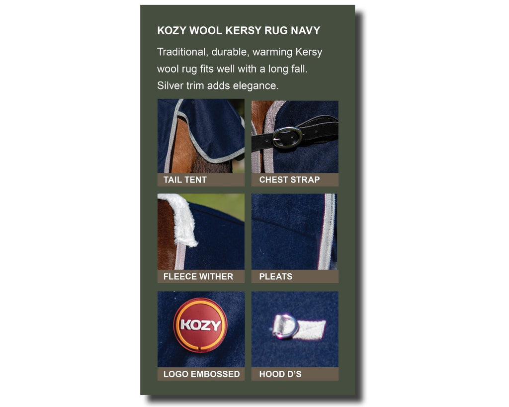 Kozy Wool Kersey Horse Rug - Navy