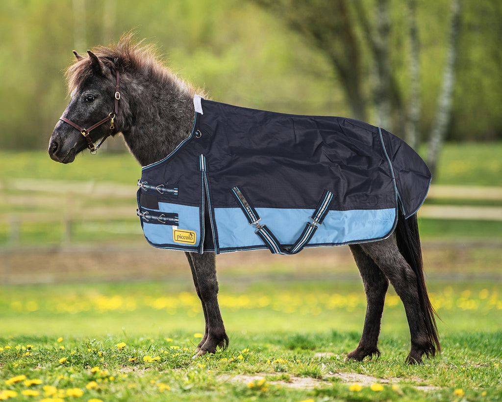 Piccolo Mini 600d Turnout Rug in Navy/Baby Blue