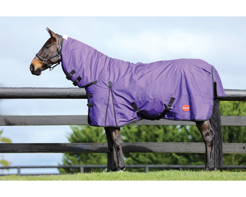 "Kozy 600D Horse Winter Rug Combo - 200g Fill, waterproof, breathable, quilted satin lining, tent tail flap.