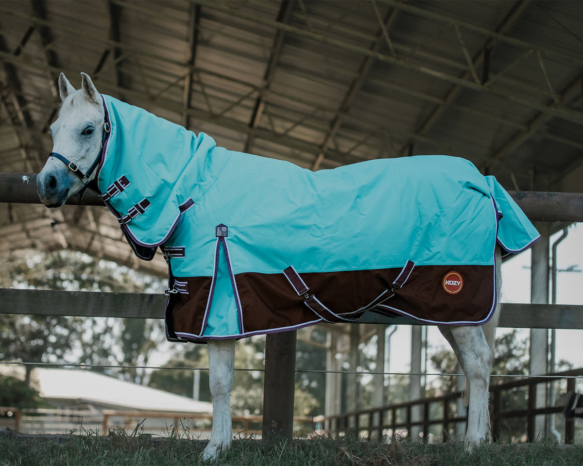 Kozy 1200D Ripstop Horse Rug Combo - Charcoal & Coral | Horse Winter ...