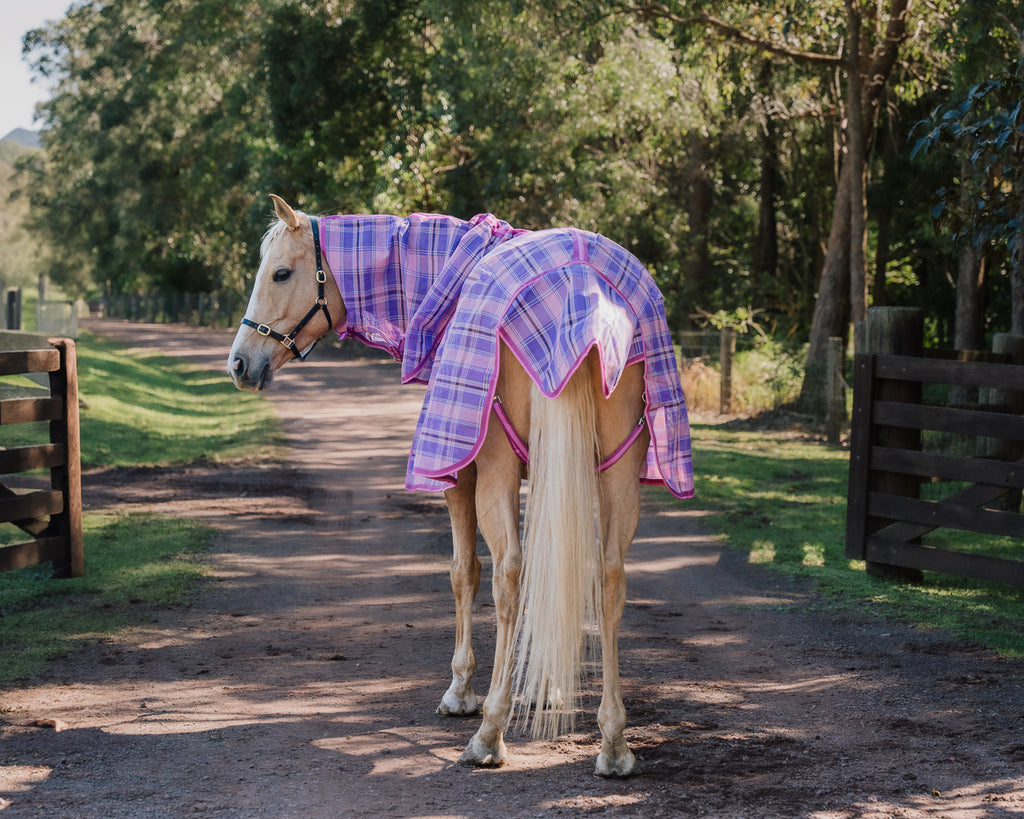 Kool Master PVC Shade Mesh Horse Rug Combo - Pink & Purple
